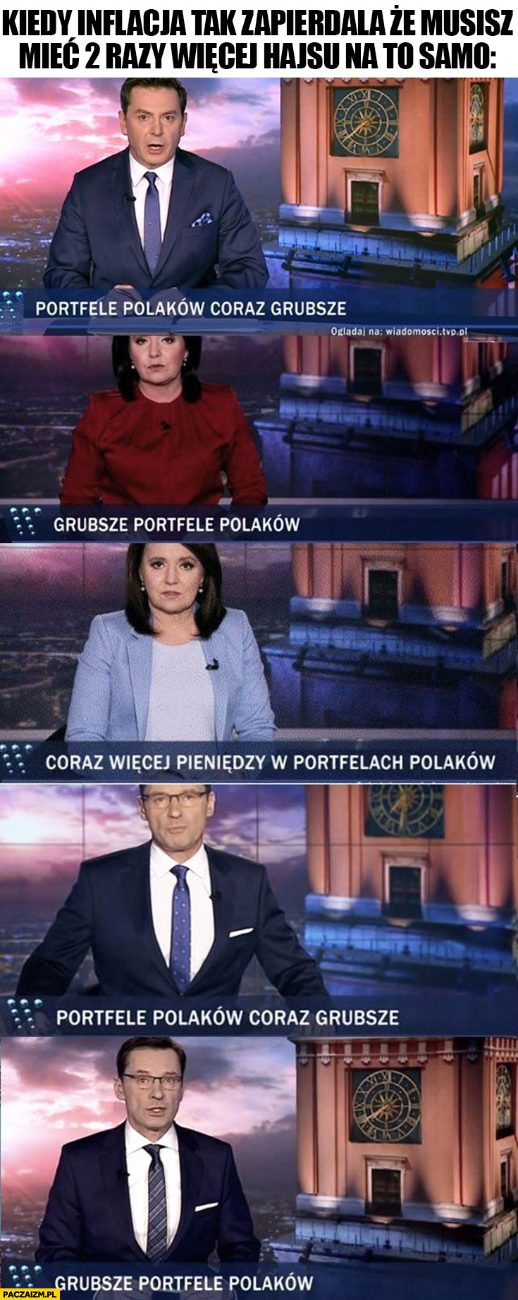 Portfele Polaków coraz grubsze wiadomości TVP kiedy inflacja tak zapierdziela ze musisz mieć dwa razy więcej hajsu