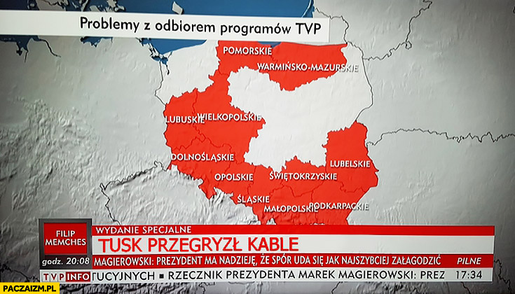 Problemy z odbiorem programów TVP Tusk przegryzł kable