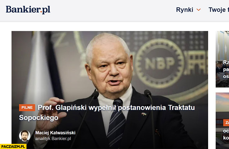 Prof. Glapiński wypełnił postanowienia traktatu sopockiego z molo tytuł nagłówek bankier pl
