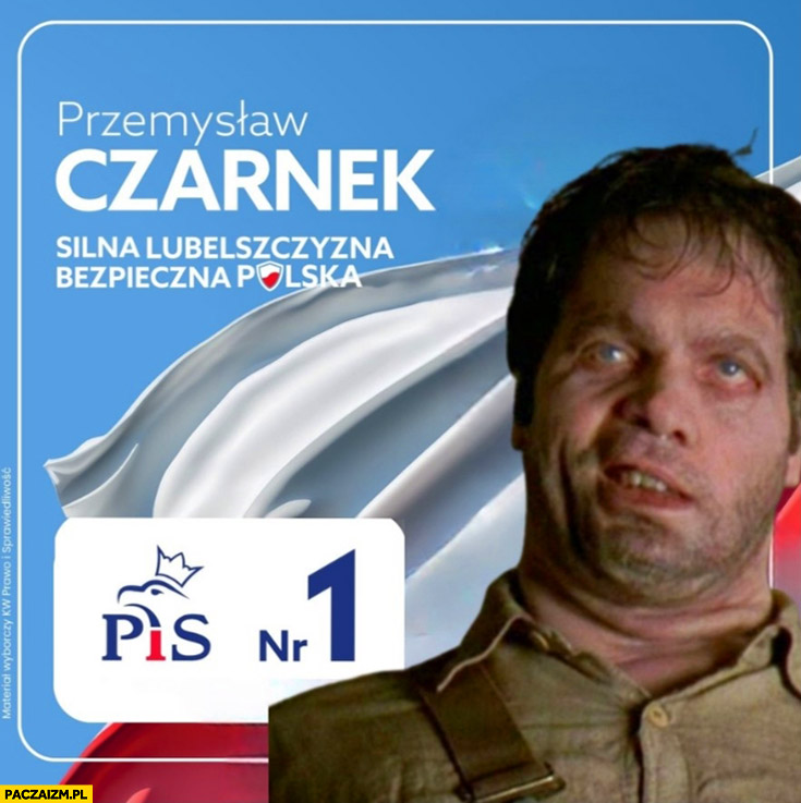 Przemysław Czarnek plakat wyborczy men in black potwór
