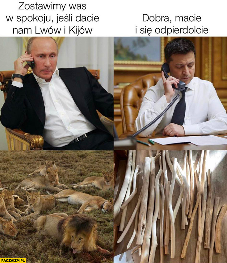 Putin zostawimy was w spokoju jeśli dacie nam lwów i kijów, Ukraina dobra macie i się odpierdzielcie lwy kije dosłownie