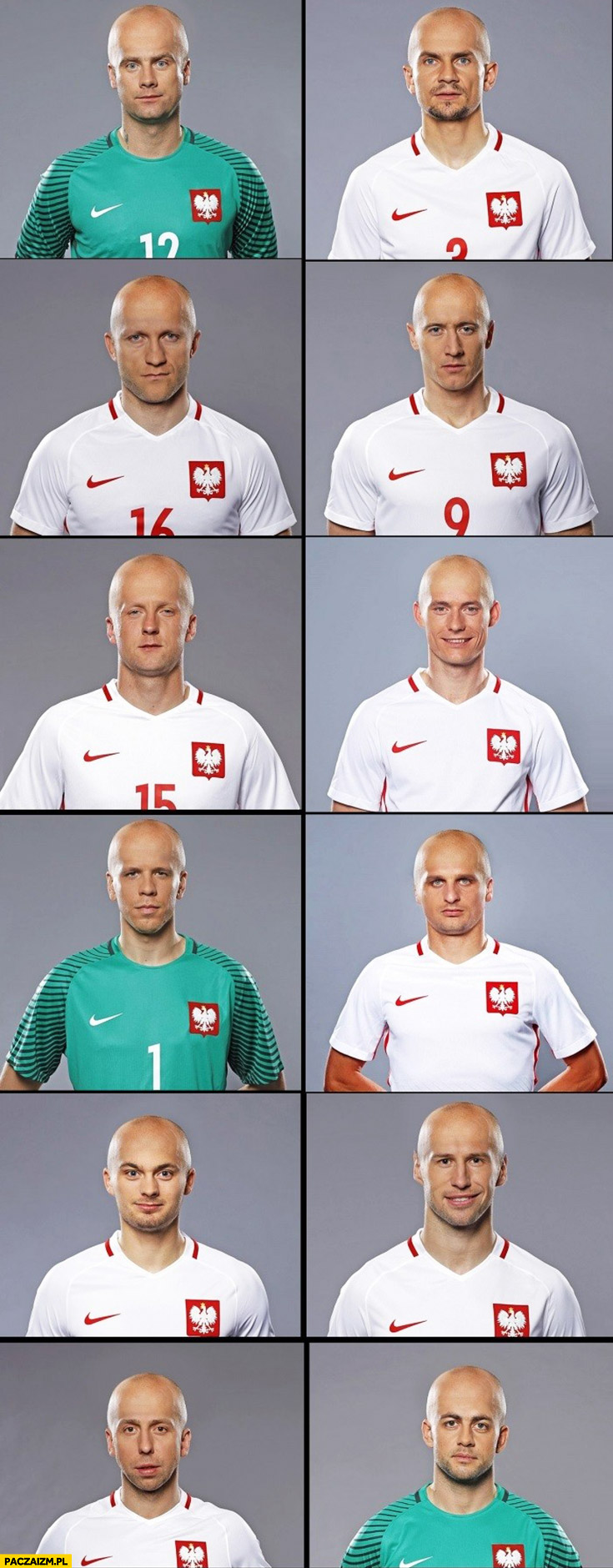 Reprezentacja Polski jak by wyglądali łysi piłkarze łyse głowy fryzura „na Pazdana” przeróbka photoshop