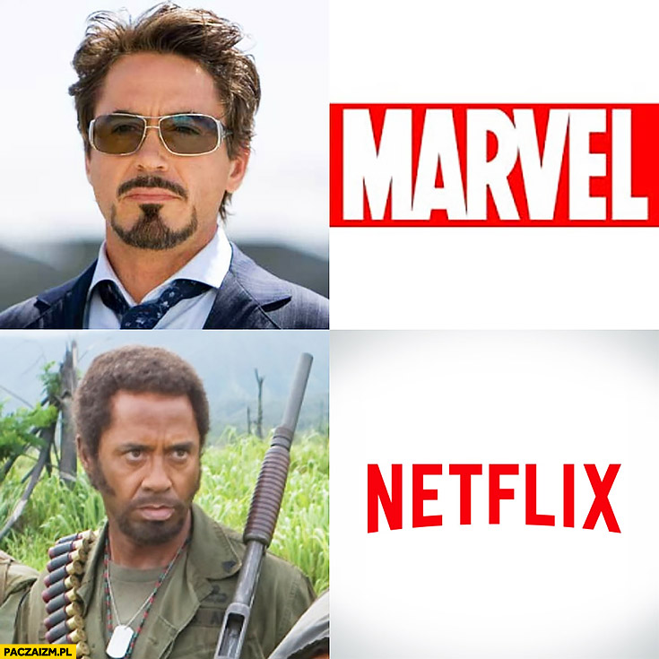 Robert Downey Jr. w Marvelu biały na Netflixie czarny murzyn Wiedźmin