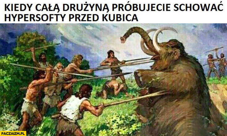 Robert Kubica kiedy całą drużyną próbujecie schować hypersofty przed Kubicą polowanie na mamuta