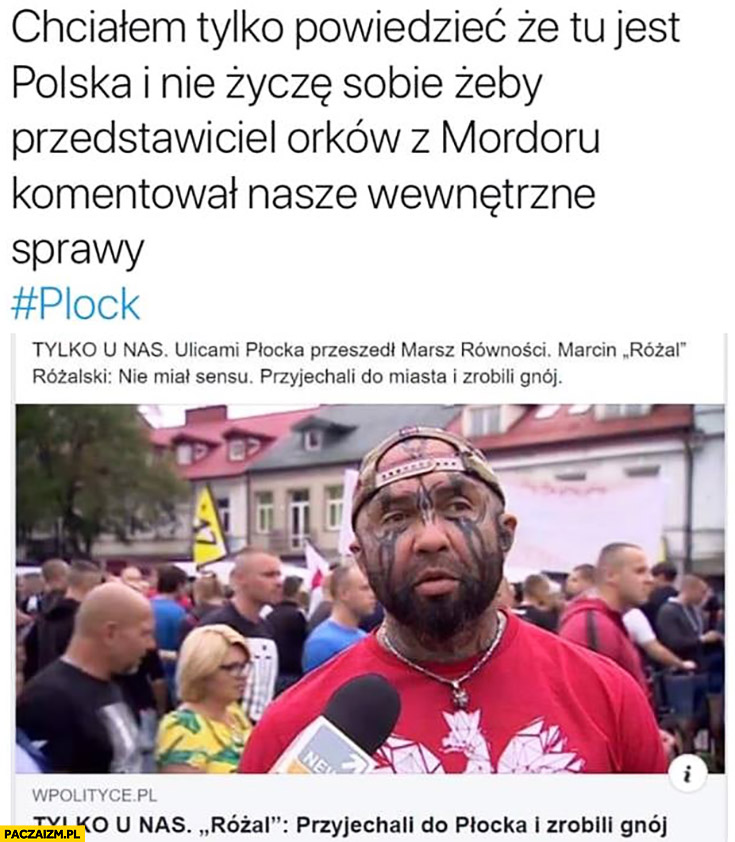 Różal Różalski tu jest Polska nie życzę sobie żeby przedstawiciel orków z Mordoru komentował nasze wewnętrzne sprawy Płock