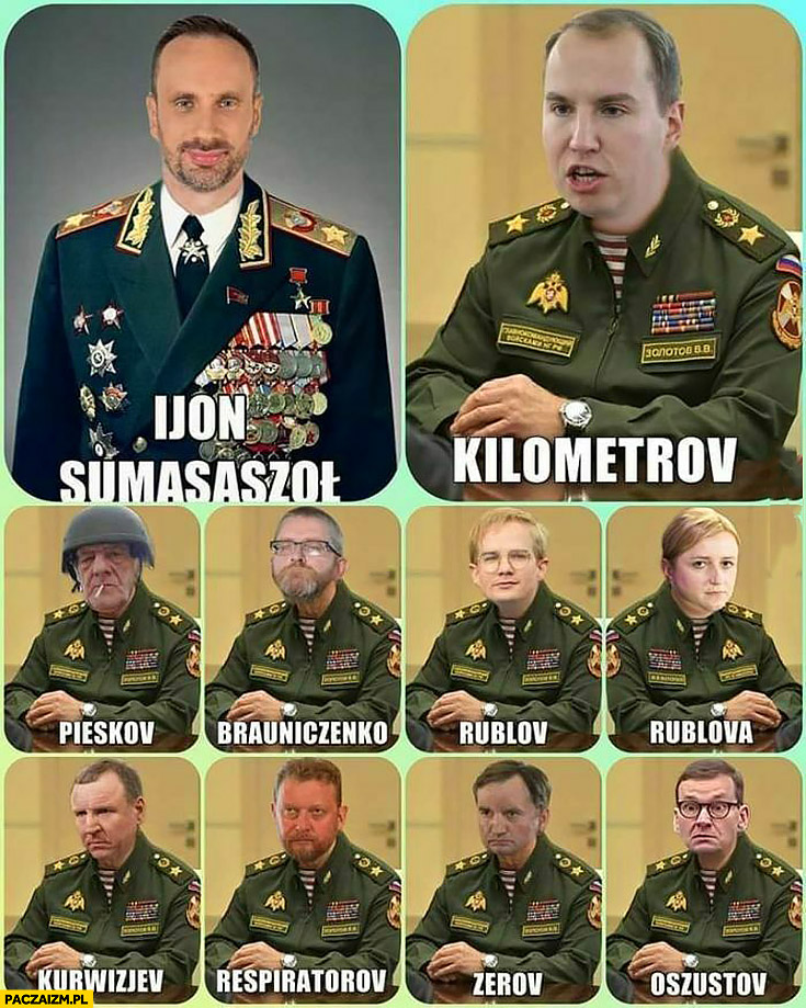 Ruscy generałowie nazwiska PiS pisowcy przeróbka prawo i sprawiedliwość