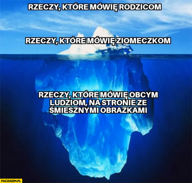 Rzeczy które mówię rodzicom, ziomeczkom, obcym ludziom na stronie ze śmiesznymi obrazkami góra lodowa