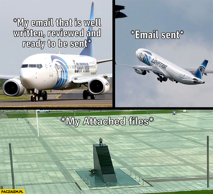 Samolot odleciał email wysłany załącznik został schody smoleńskie gość facet