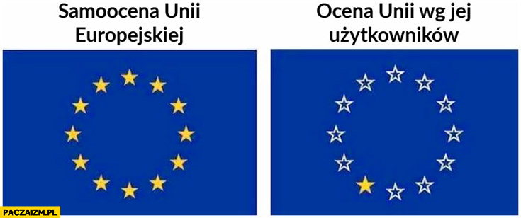 Samoocena Unii Europejskiej: wszystkie gwiazdki, ocena unii wg jej użytkowników: tylko jedna gwiazdka
