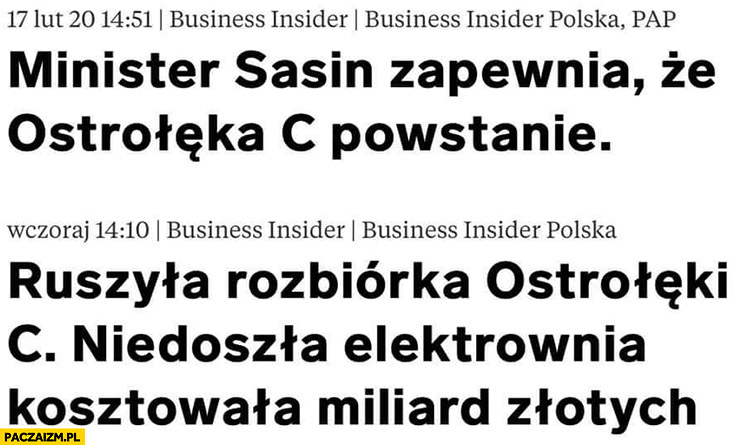 Sasin zapewnia, że Ostrołęka C powstanie, rok później ruszyła rozbiórka Ostrołęki C niedoszła elektrownia kosztowała miliard złotych