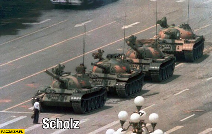Scholz zatrzymuje czołgi plac Tiananmen Pekin dostawy dla Ukrainy