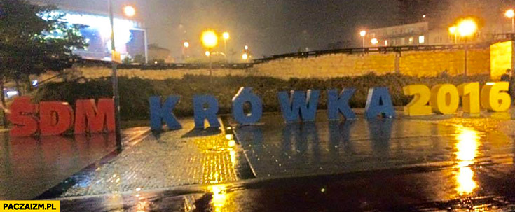 ŚDM Krówka 2016 Kraków przestawione litery napis