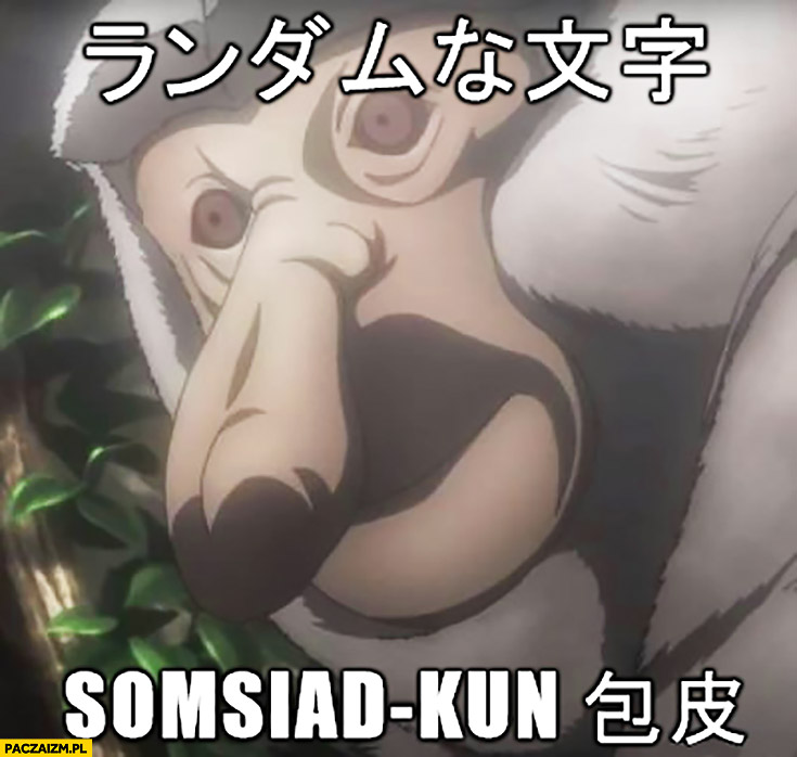 Somsiad-kun anime japoński typowy Polak nosacz małpa