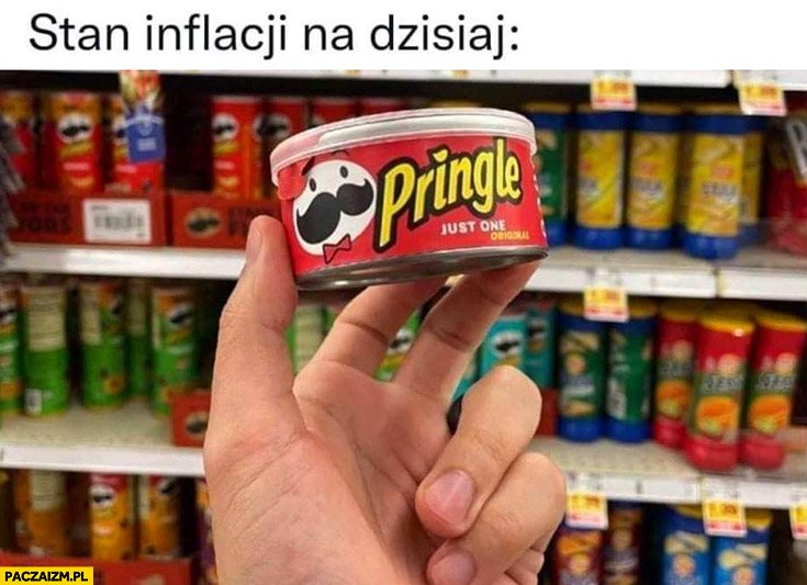 Stan inflacji dzisiaj małe opakowanie chipsy Pringles