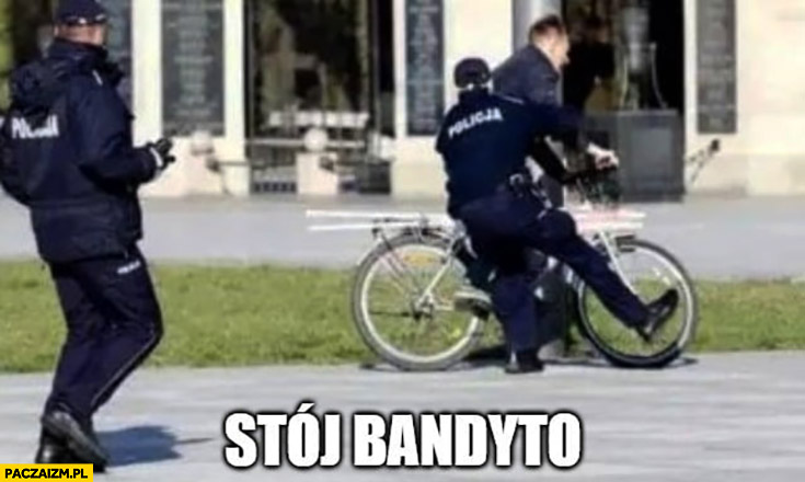 Stój bandyto polska policja zatrzymuje łapie rowerzystę
