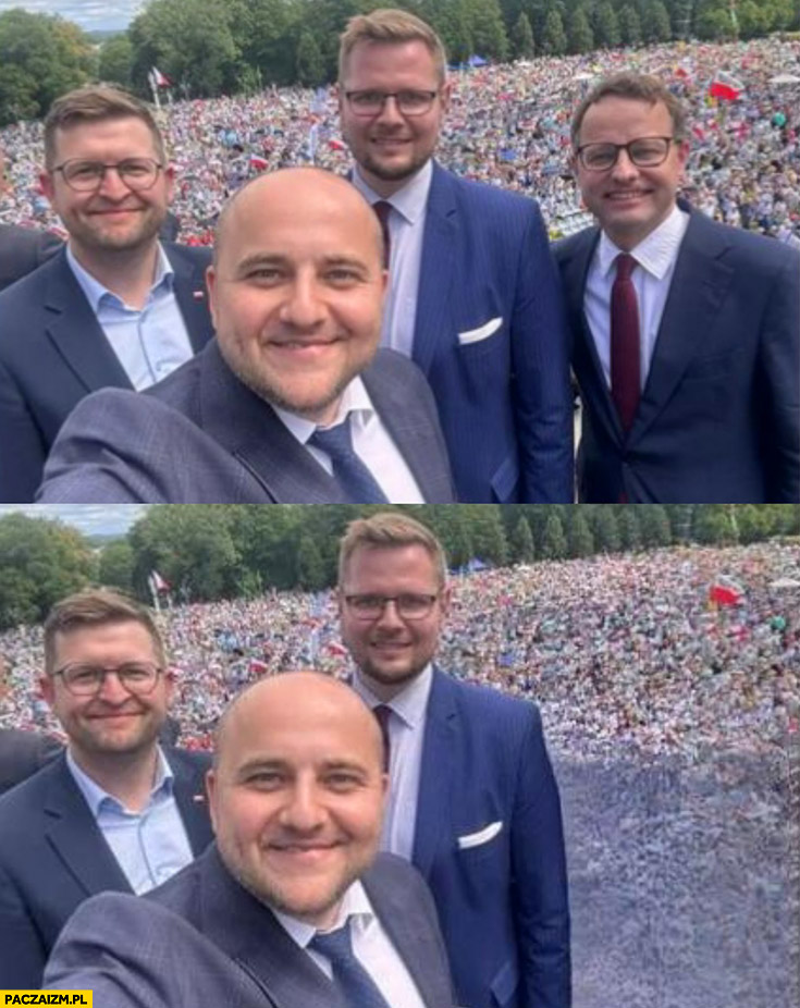 Suwerenna Polska selfie Marcin Romanowski znika usunięty ze zdjęcia