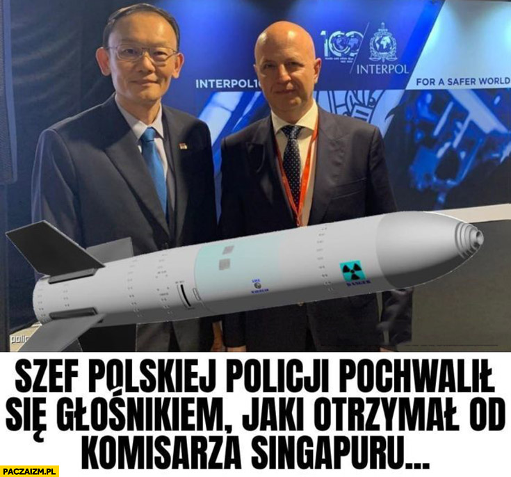 Szymczyk szef polskiej policji pochwalił się głośnikiem jaki otrzymał od komisarza Singapuru rakieta