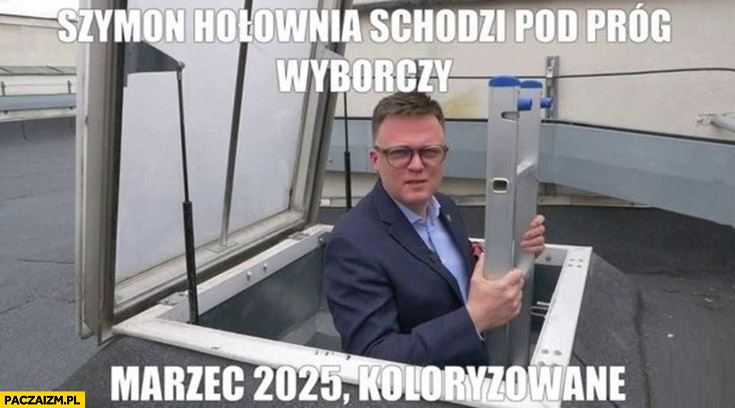 Szymon Hołownia schodzi pod próg wyborczy marzec 2025 koloryzowane