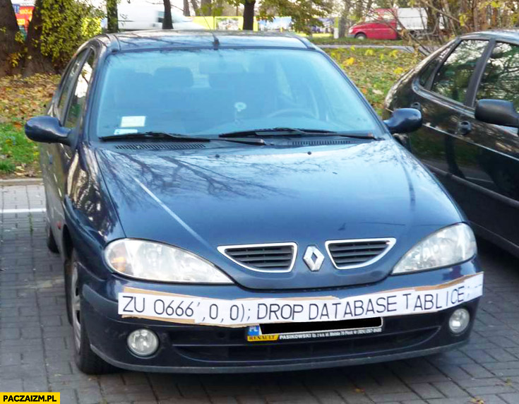Tablice rejestracyjne drop database tablice Renault Megane