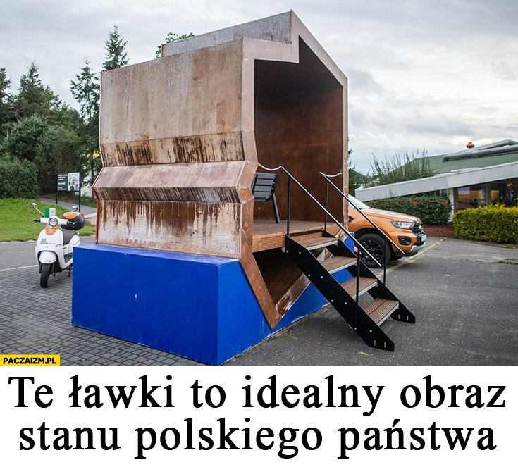 Te ławki to idealny obraz stanu polskiego państwa ławki narodowe w kształcie polski
