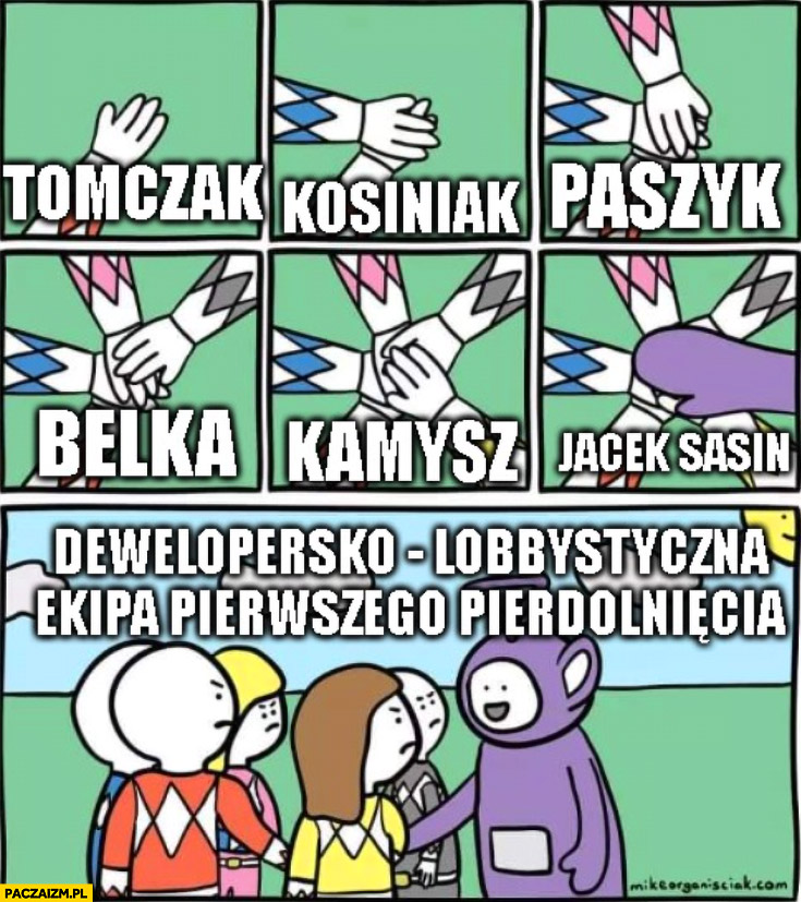 Tomczak Kosiniak Paszyk Belka Kamysz Sasin dewelopersko lobbystyczna ekipa teletubisie komiks