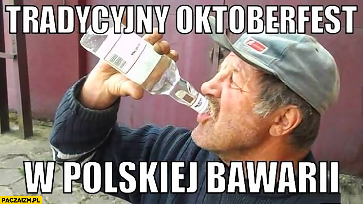 Tradycyjny Oktoberfest w polskiej Bawarii pije wódkę z gwinta