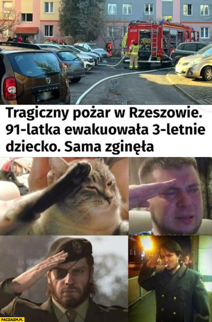 Tragiczny pożar w Rzeszowie, 91-latka ewakuowała 3-letnie dziecko, sama zginęła szacunek hołd salut