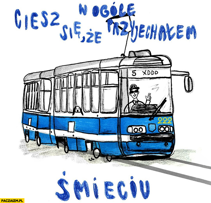 Tramwaj Wrocław ciesz się, że w ogóle przyjechałem śmieciu