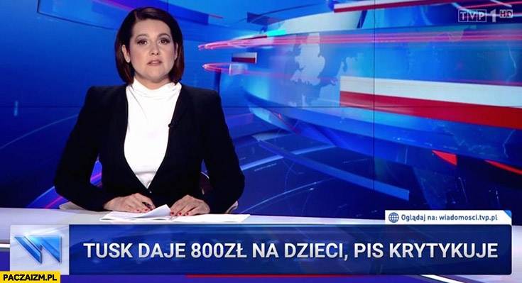 Tusk daje 800 zł na dzieci, PiS krytykuje pasek wiadomości TVP