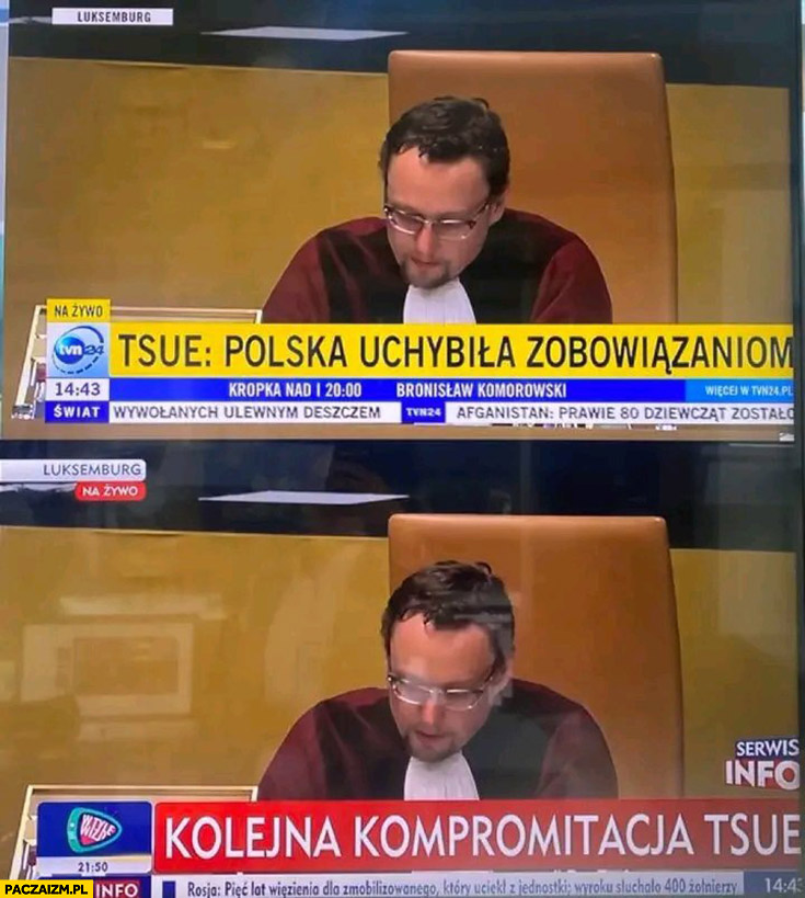 TVN vs TVP TSUE Polska uchybiła zobowiązaniom vs kolejna kompromitacja TSUE pasek paski porównanie