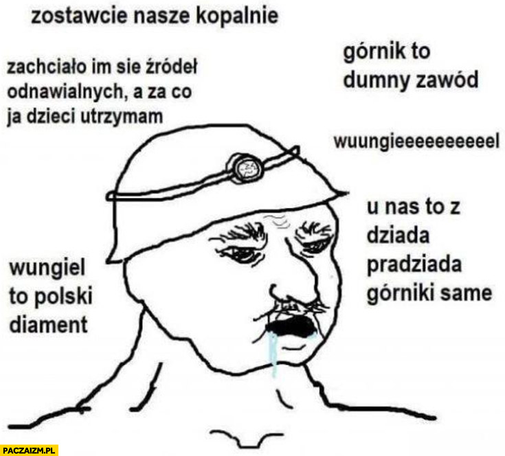 Typowy górnik zostawcie nasze kopalnie wungiel to polski diament