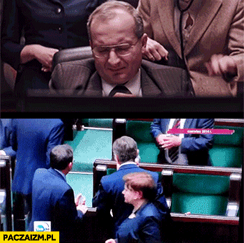 Ucho Prezesa otrzepują Kaczyńskiemu garnitur z sierści w sejmie animacja