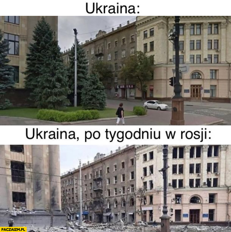 Ukraina przed i po tygodniu w Rosji wojna porównanie