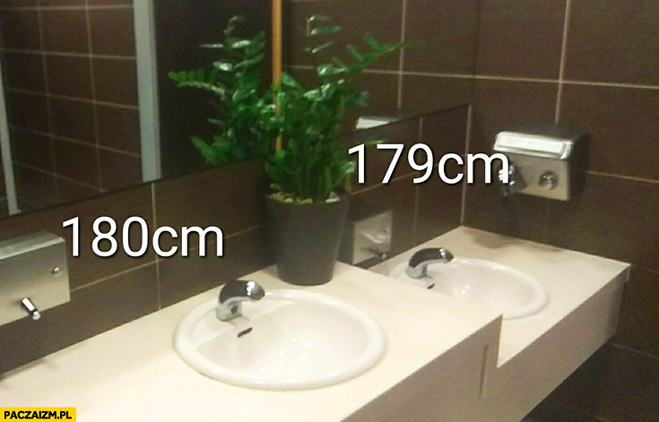 Umywalka dla faceta 180cm vs umywalka dla gościa 179cm