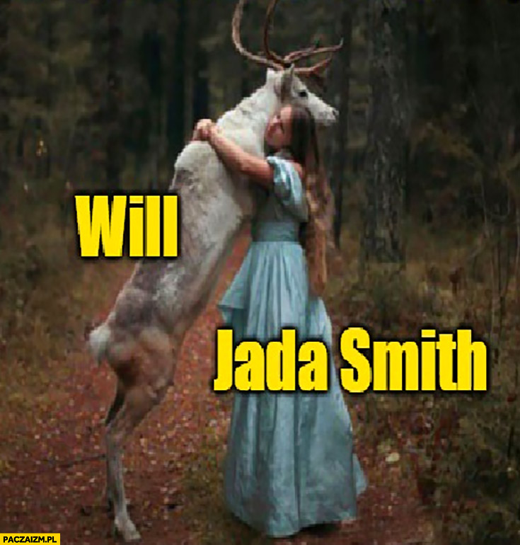 Will Smith jeleń rogi Jada Smith przytula go