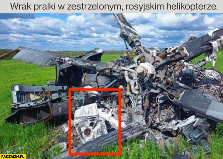 Wrak pralki w zestrzelonym rosyjskim helikopterze