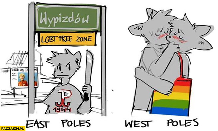 Wschodnia Polska narodowcy vs zachodnia polska LGBT porównanie