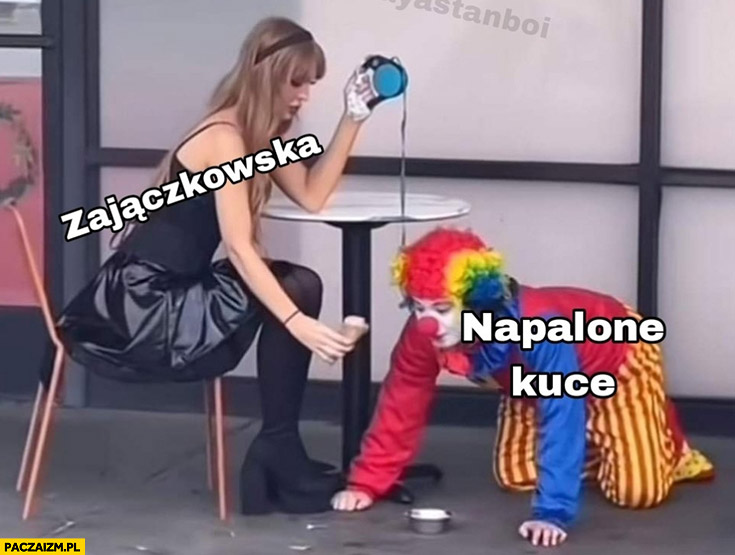 Zajączkowska vs napalone kuce klaun na smyczy