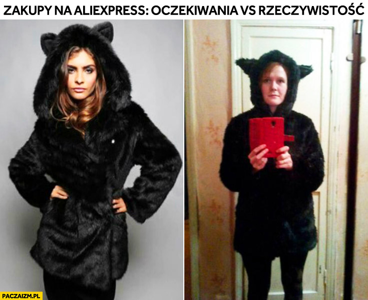 Zakupy na aliexpress: oczekiwania vs rzeczywistość strój kota