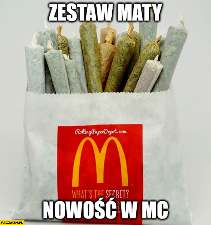 Zestaw maty nowość w McDonald’s blanty jointy trawa marihuana zielsko