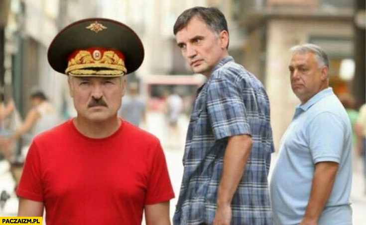 Ziobro ogląda się za Łukaszenką zamiast Orbana czerwona sukienka przeróbka