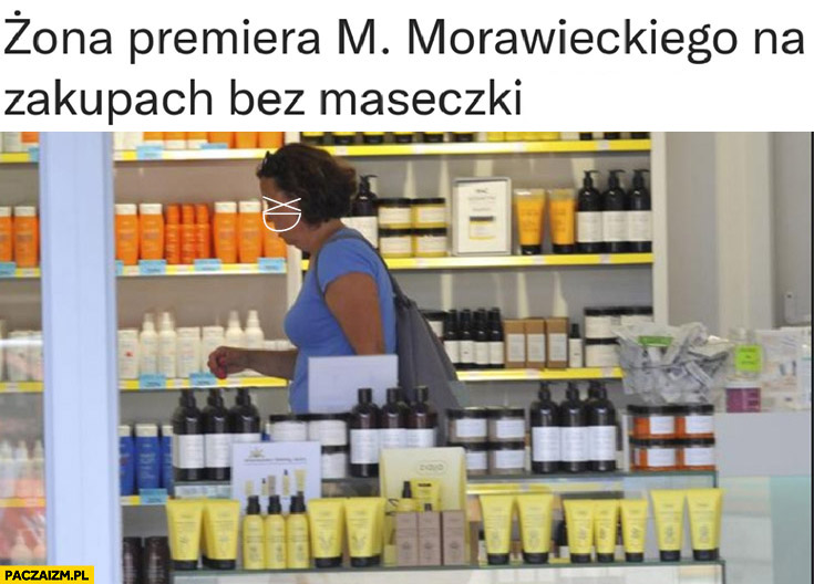 Żona premiera Morawieckiego na zakupach bez maseczki