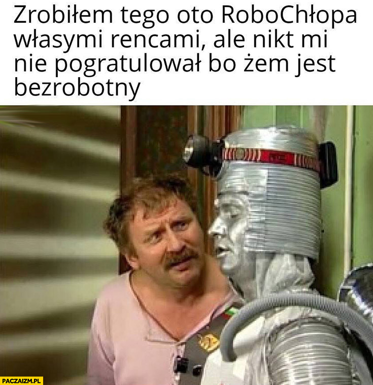 Zrobiłem tego oto robochłopa własnymi rękami ale nikt mi nie pogratulował bo żem jest bezrobotny Ferdek Kiepski