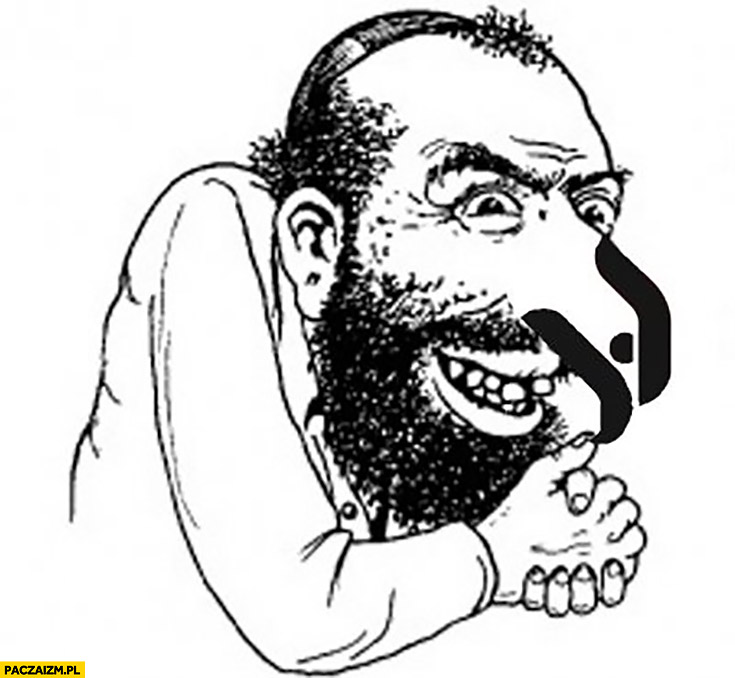 Żyd Żymianin zaciera ręce nos logo Orlen