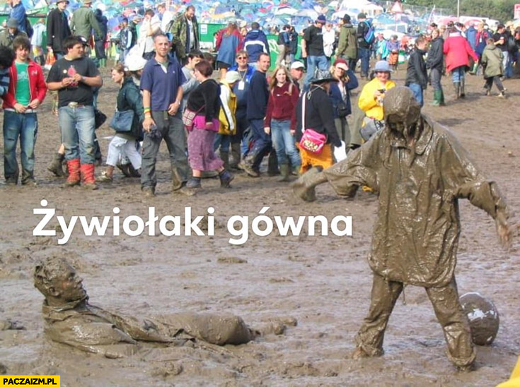 Żywiołaki gówna wytaplani w błocie Woodstock pol and rock festival